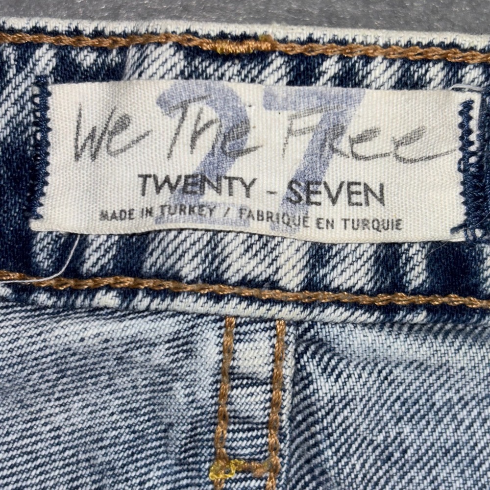 We The Free Jeans Womens 27 Blue Acid‎ Wash High Rise Distressed Tapered Denim - Picture 4 of 16
